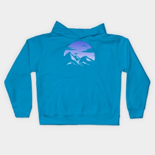 Simple view of mountains and clouds Kids Hoodie